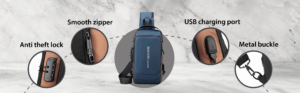 anti theft crossbody sling bag with usb charging – smart travel chest bag