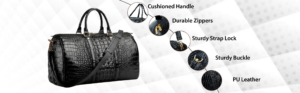 eco luxury croc texture vegan leather duffle bag