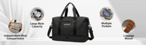 premium travel duffle bag with shoe compartment