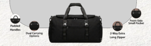 classic black travel duffle bag